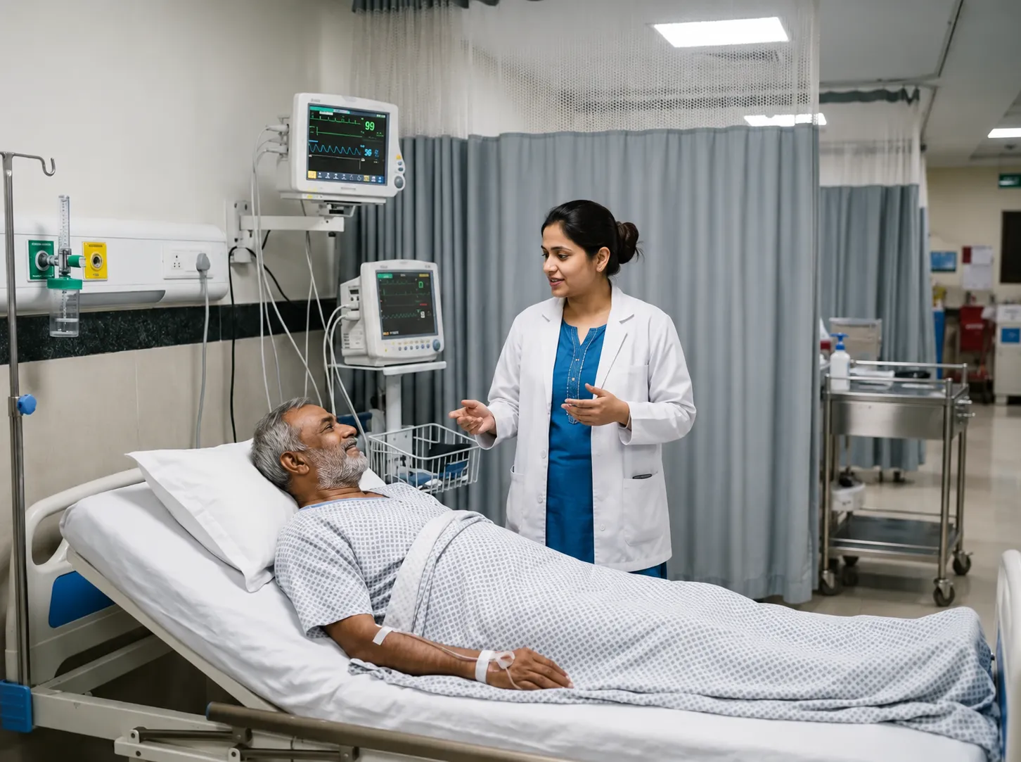 Modern clinical hospital neuromodulation care with Indian psychiatrist and anesthesiologist