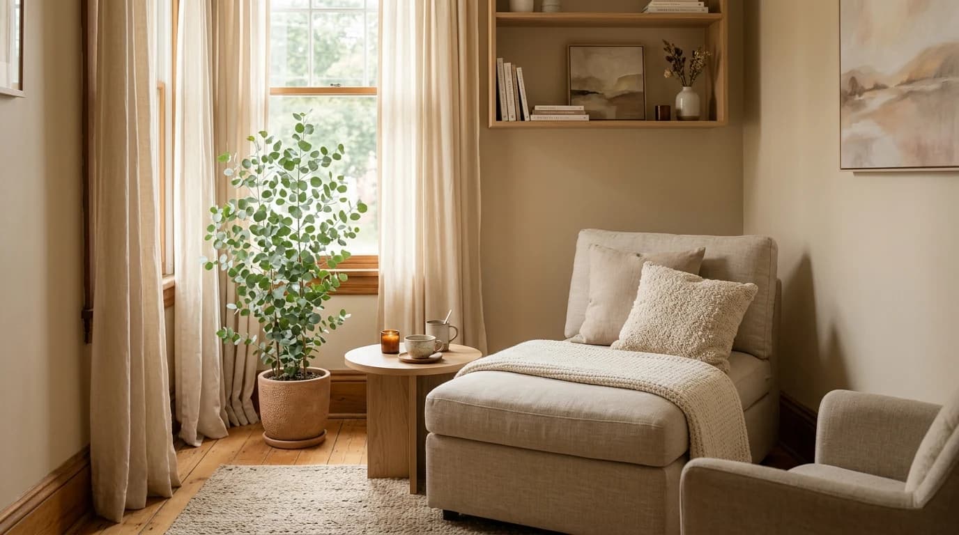 Peaceful maternal and women's wellness sanctuary with soft natural light
